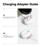 Pixel Watch 5 / 4 41mm | Slim (2P) - Instruction diagram titled 'Charging Adapter Guide' showing two steps for using a white charging adapter: aligning it with a charger and inserting a cable into a storage slot.