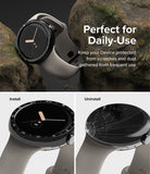 Google Pixel Watch 41mm | Premium Bezel Styling - Smartwatch with protective bezel, showing installation and removal.
