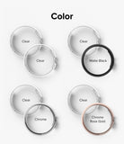 Google Pixel Watch Case | Slim - Four pairs of watch cases in clear, matte black, chrome, and rose gold finishes.