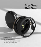 Google Pixel Watch Case | Slim - Two slim protective cases for Google Pixel Watch, one clear and one black, on a white surface.