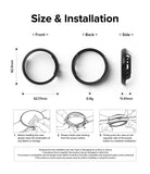 Google Pixel Watch Case | Slim - Technical diagram showing dimensions, weight, and three-step installation instructions.
