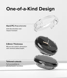 Google Pixel Watch Case | Slim - Exploded view of a clear watch case highlighting polycarbonate material and fit.
