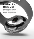 Google Pixel Watch Case | Slim - Clear protective case on a Google Pixel Watch showing the crown and sensor back.