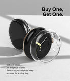 Google Pixel Watch Case | Slim - Two clear protective cases for Google Pixel Watch shown with one installed on a watch.