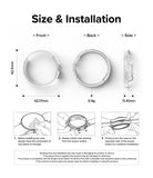 Google Pixel Watch Case | Slim - Technical diagram showing dimensions, weight, and three-step installation instructions.