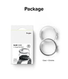 Google Pixel Watch Case | Slim - Retail packaging for a 2-pack of clear and chrome slim cases for Google Pixel Watch.