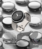 Google Pixel Watch Case | Slim Edge - A black Slim Edge case on a white Google Pixel Watch surrounded by other cases.