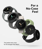 Google Pixel Watch Case | Slim Edge - Five Google Pixel Watches with slim black cases and various colored bands.