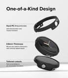 Google Pixel Watch Case | Slim Edge - Exploded view of a black protective watch case highlighting PC material and fit.