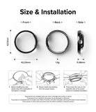 Google Pixel Watch Case | Slim Edge - Technical diagram showing dimensions, weight, and three-step installation guide.
