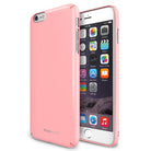 iPhone 6 Plus Case | Slim - Pink slim-fit protective case shown on an iPhone 6 Plus with a white front and iOS home screen.