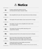Holder Link Puffer | Hand - A numbered list of eight care and compatibility notices for the Holder Link Puffer strap.