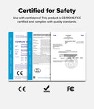 Qi2 Peltier Magnetic Car Charger Mount - Three official safety certification documents with CE, RoHS, and FCC logos.