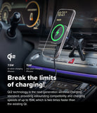 Qi2 Peltier Magnetic Car Charger Mount - Smartphone charging on a car vent mount with 15W Qi2 wireless technology.