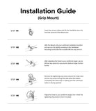 Quick & Go | Grip Bike Mount - Five-step illustrated installation guide for attaching a bike phone mount to handlebars.