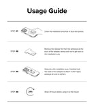 Quick & Go | Universal Adapter Mount Add-on - Four-step illustrated guide for cleaning, peeling, attaching, and curing the adapter.