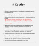 Quick & Go | Universal Adapter Mount Add-on - A list of nine caution points regarding product usage and compatibility.