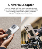 Quick & Go | Universal Adapter Mount Add-on - Black T-shaped adapter attached to a phone case for bike mount connection.