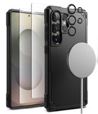 [Bundle] Galaxy S25 Ultra | Rugged Gear Magnetic - Galaxy S25 Ultra | Rugged Gear Magnetic - Black protective phone case, screen protector, lens rings, and magnetic charger.