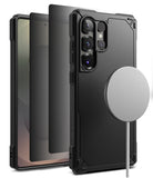 [Bundle] Galaxy S25 Ultra | Rugged Gear Magnetic - Galaxy S25 Ultra | Rugged Gear Magnetic - Black rugged phone case with magnetic charger attached to the back.