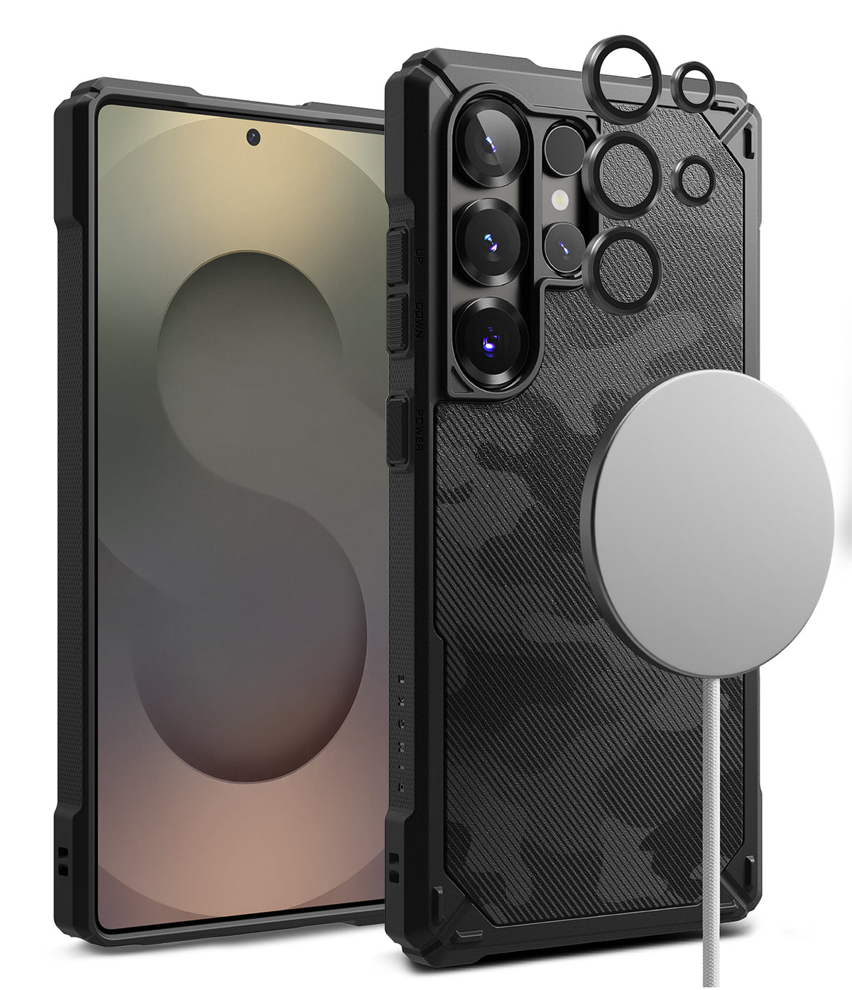 [Bundle] Galaxy S25 Ultra | Rugged Gear Magnetic - Galaxy S25 Ultra | Rugged Gear Magnetic - Camo phone case with magnetic charger and lens protectors for Galaxy S25 Ultra.