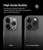 iPhone 11 Pro / Pro Max | Camera Styling - Comparison of a cracked camera lens versus one protected by an aluminum cover.
