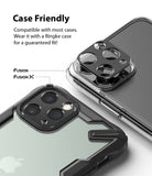 iPhone 11 Pro / Pro Max | Camera Styling - Black camera lens protector being applied to an iPhone 11 Pro inside a protective case.