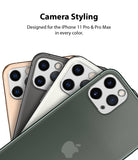 iPhone 11 Pro / Pro Max | Camera Styling - Four iPhone 11 Pro phones in different colors fanned out to show camera lenses.