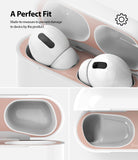 Ringke Airpods Pro Dust Guard Sticker - Rose gold metallic dust guard stickers applied inside an AirPods Pro case.
