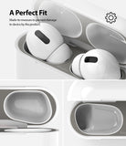 Ringke Airpods Pro Dust Guard Sticker - Close-up views of a metallic dust guard sticker applied inside an AirPods Pro case.