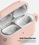 Ringke Airpods Pro Dust Guard Sticker - Pink AirPods Pro case with a metallic dust guard sticker applied to the interior.