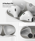Ringke Airpods 2 / 1 Dust Guard Sticker - Close-up of a grey protective sticker applied inside an AirPods charging case.