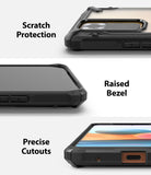 Redmi Note 10 Pro / 10 Pro Max Case | Fusion-X - Three close-up views showing scratch protection, raised bezels, and cutouts.