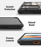 Redmi Note 10 Pro / 10 Pro Max Case | Fusion-X - Three-panel view showing camera protection, raised screen bezel, and port cutouts.