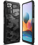 Redmi Note 10 Pro / 10 Pro Max Case | Fusion-X - Black rugged phone case with camo back and front screen view.