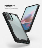 Redmi Note 10 / 10s Case | Fusion-X - Black rugged phone case with clear back showing precise cutouts and fit.