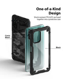 Redmi Note 10 / 10s Case | Fusion-X - Two Redmi Note 10 cases in Camo Black and clear Black styles with shock-resistant frames.