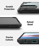 Redmi Note 10 / 10s Case | Fusion-X - Three close-up views showing camera protection, raised screen bezels, and port cutouts.