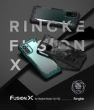 Redmi Note 10 / 10s Case | Fusion-X - Three Redmi Note 10/10s phones in Fusion-X cases displayed on a dark, geometric surface.