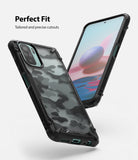 Redmi Note 10 / 10s Case | Fusion-X - Camouflage patterned phone case with black bumper frame shown from front and back.
