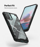 Redmi Note 10 / 10s Case | Fusion-X Design - Redmi Note 10 / 10s Case - Fusion-X Design - Rugged black phone case with clear back and text overlay on a smartphone.