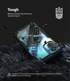 Redmi Note 10 / 10s Case | Fusion-X Design - Rugged phone case with military-grade drop protection on dark, rocky debris.