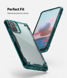 Redmi Note 10 / 10s Case | Fusion-X - Teal-tinted transparent phone case shown from front and back angles on white.