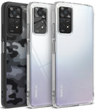 Xiaomi Redmi Note 11 Pro / 11 Pro 5G Case | Fusion - Three phones with black camo and clear gradient protective cases.