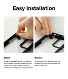 Redmi Note 11 Pro Plus Case | Fusion-X Plus - Two panels showing hands attaching and removing a soft bumper from a phone case.
