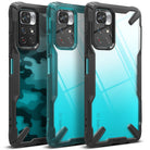 Redmi Note 11T 5G / Poco M4 Pro 5G Case | Fusion-X - Three rugged phone cases with clear, camo, and blue gradient backs.