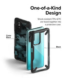 Redmi Note 11T 5G / Poco M4 Pro 5G Case | Fusion-X - Camo Black and clear black protective phone cases displayed.