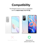 Redmi Note 11T 5G / Poco M4 Pro 5G Case | Fusion-X - Compatibility chart showing Redmi Note 11T 4G (X) and Note 11/11T 5G (O).