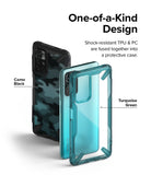 Redmi Note 11T 5G / Poco M4 Pro 5G Case | Fusion-X - Camo Black and Turquoise Green phone cases shown side-by-side.