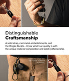 Rope Hand Strap - Hands attaching a durable, braided rope wrist strap with a metal buckle to a phone and accessories.
